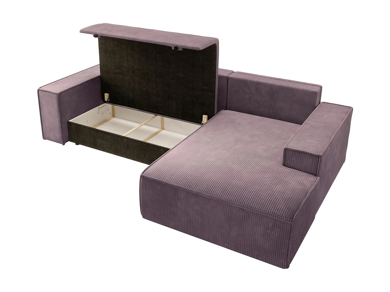 Canapé d'angle NEW - 267 cm - en L avec coffre de rangement Canapé droit en velours côtelé rose - FARESE NEW