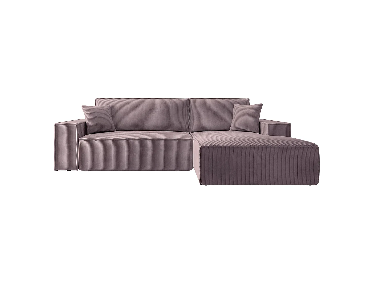Canapé d'angle convertible 3 places avec coffre en velours rose