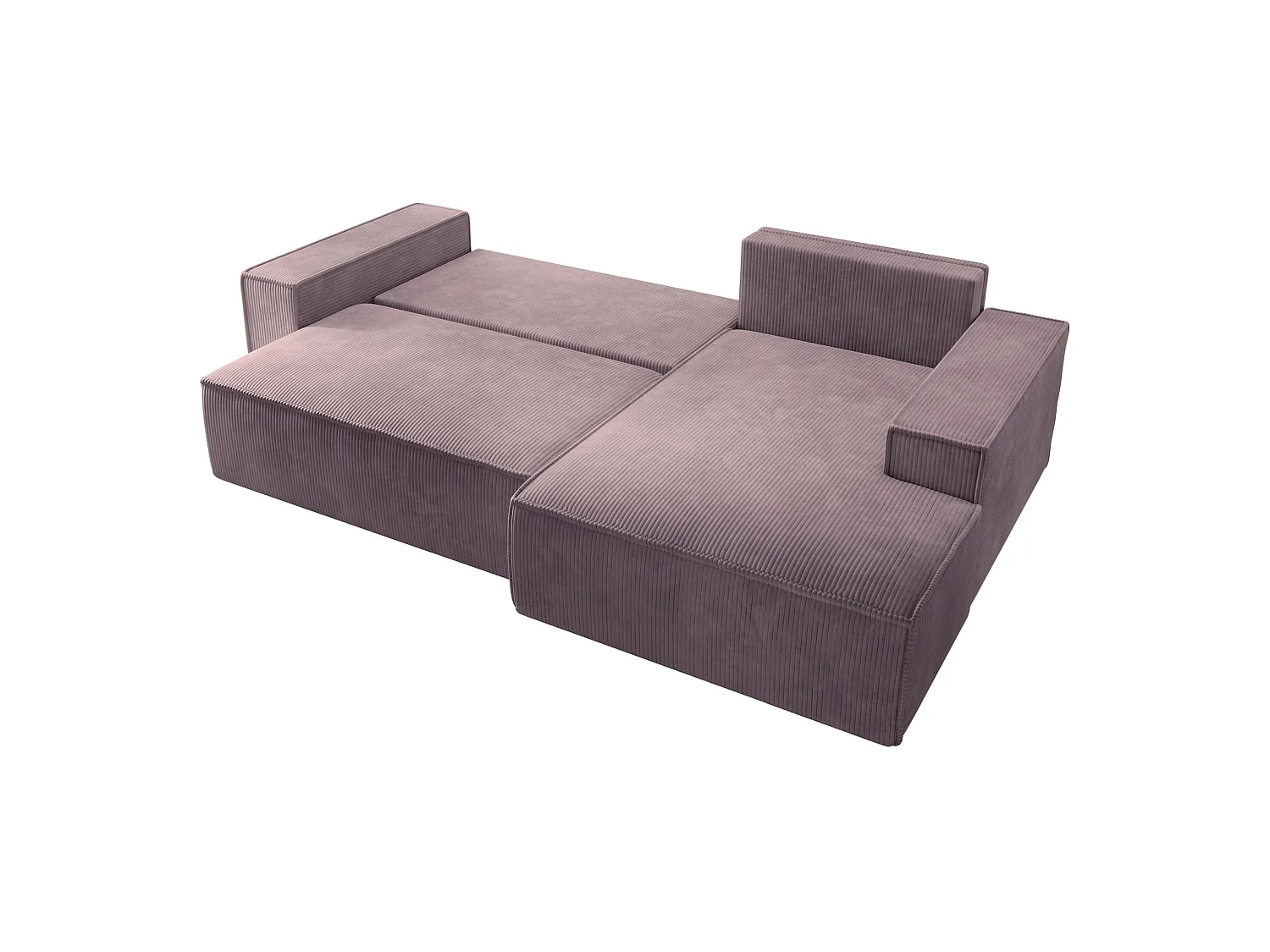 Canapé d'angle convertible 3 places avec coffre en velours rose