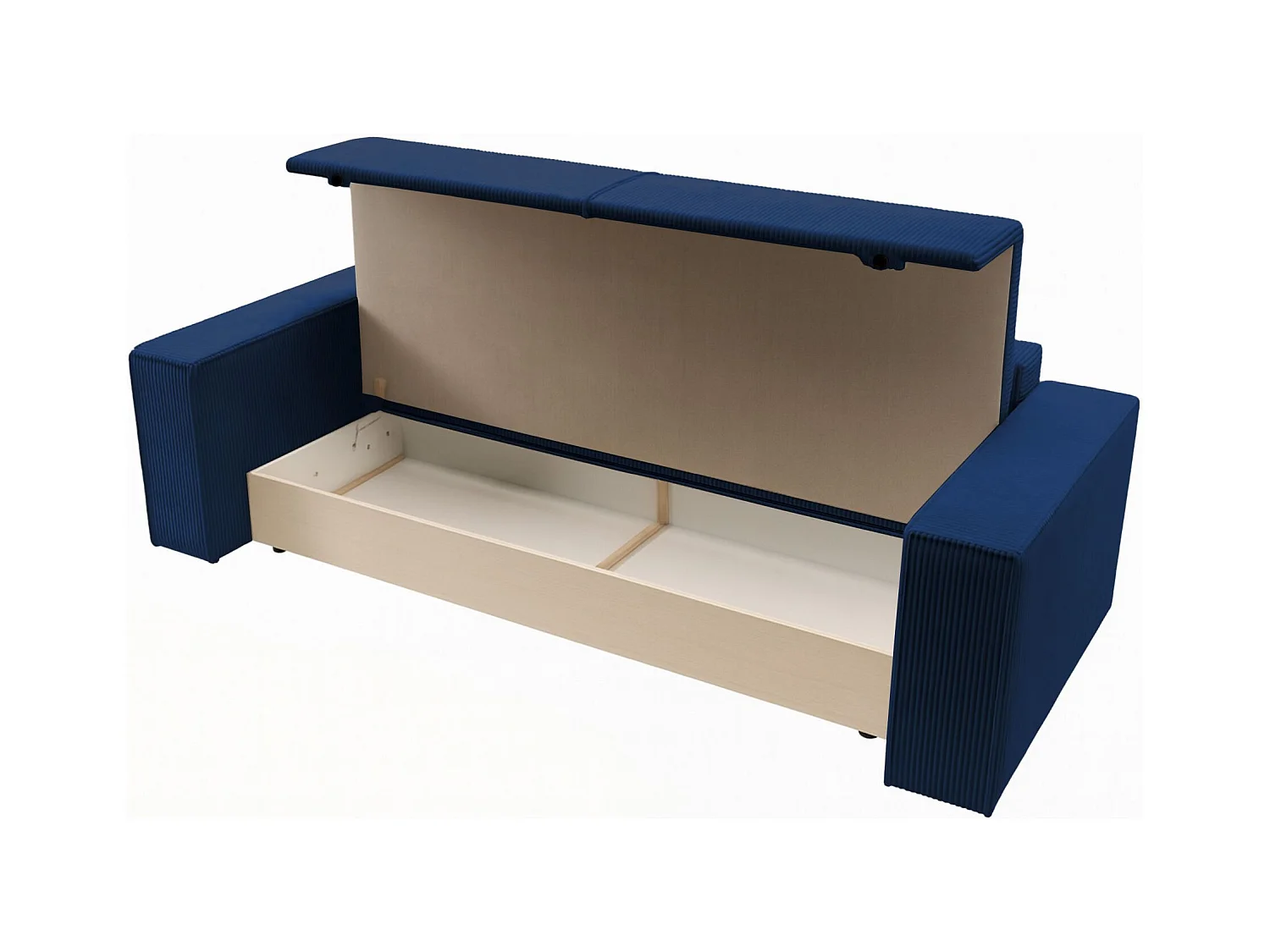 3-Sitzer Schlafsofa mit Bettzeugbehälter - 257 cm - dunkelblau - FARESE