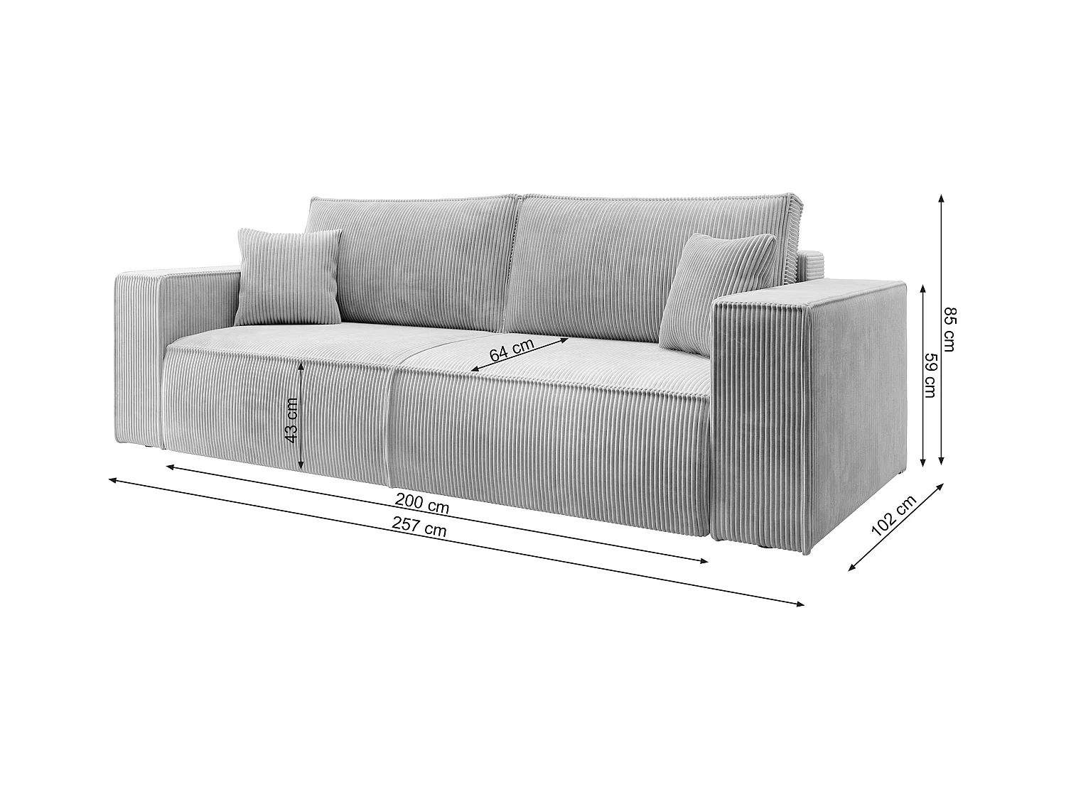 3-Sitzer Schlafsofa mit Bettzeugbehälter - 257 cm - dunkelblau - FARESE