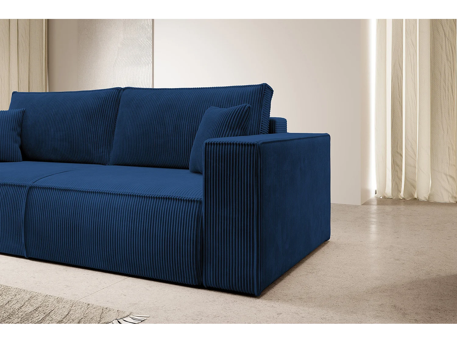 Slaapbank - 257x102 cm - 3 zitplaatsen - marineblauw - FARESE