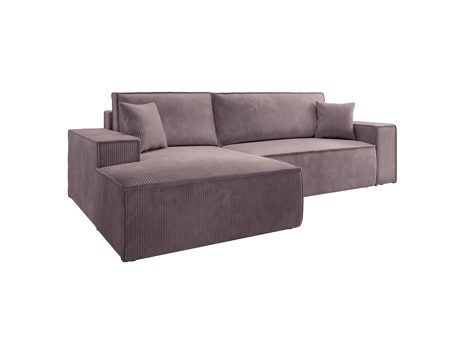 Canapé d'angle convertible 3 places avec coffre en velours rose