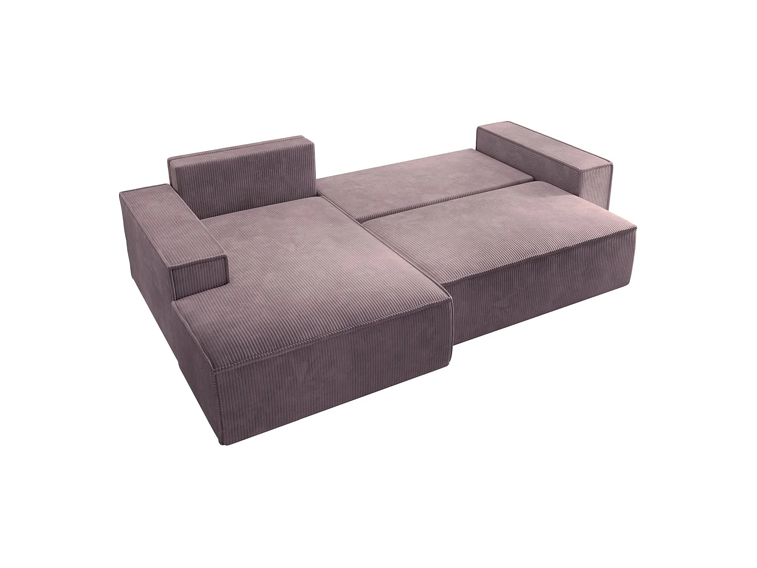 Canapé d'angle convertible 3 places avec coffre en velours rose