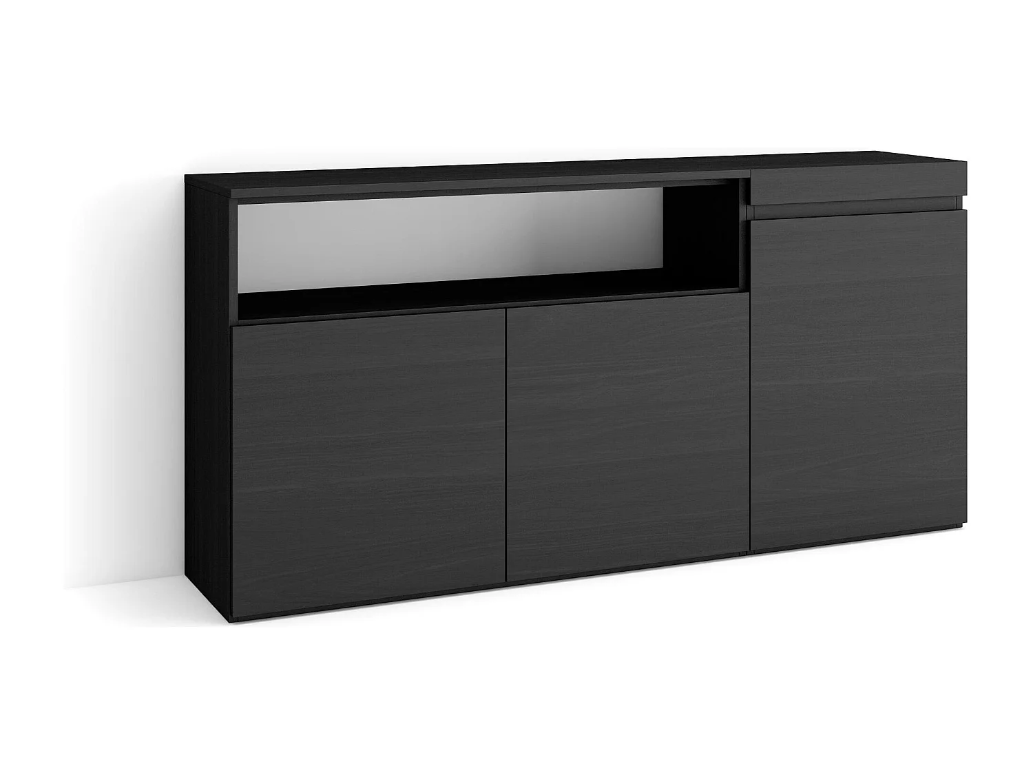 Buffet salon et cuisine, 150x35x75cm, 3 Portes, Meuble chaussure, Noir