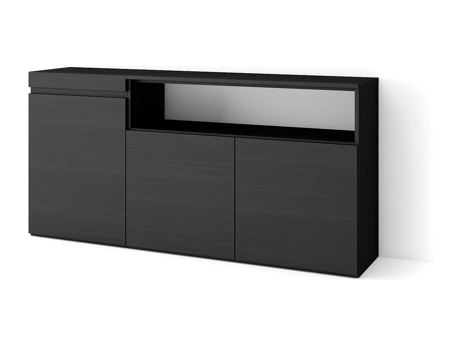 Aparador sala de jantar, 150x35x75cm, 3 Portas, Armário arrumação, Preto