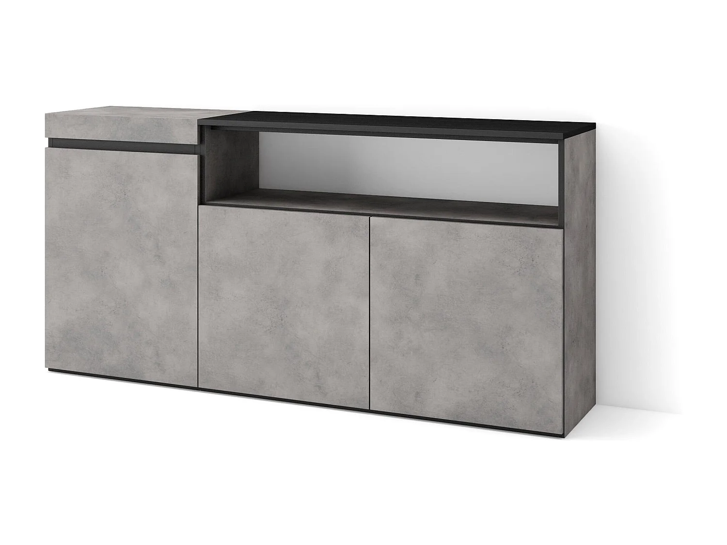 Aparadores para salón, 150x35x75cm, 3 Puertas, Armario, zapatero, Cemento