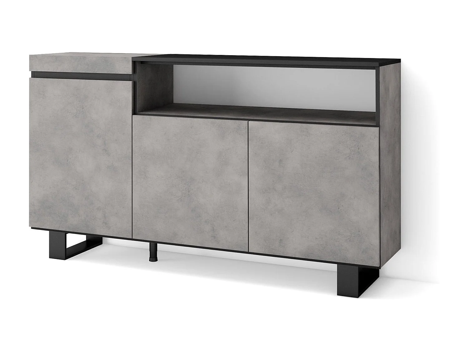 Dressoir, Opbergkast, 150x35x87cm, 3 Deuren, Industrieel design, Cement