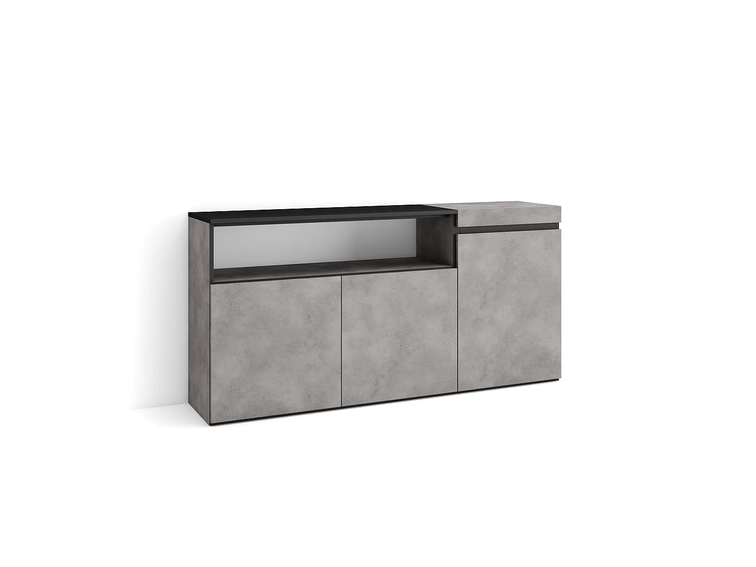 Buffet salon et cuisine, 150x35x75cm, 3 Portes, Meubles à chaussures, Ciment