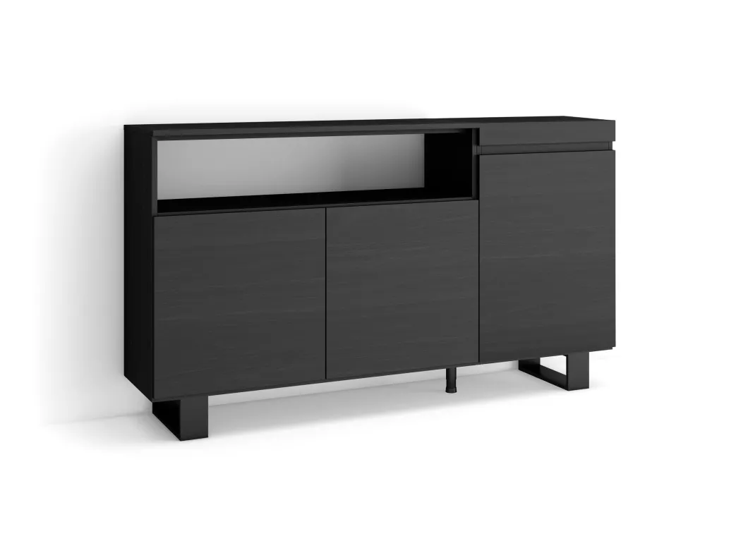 Kauf Unique Sideboard, Highboard, 150x87x35cm, 3 Türen, Industriedesign, Schwarz