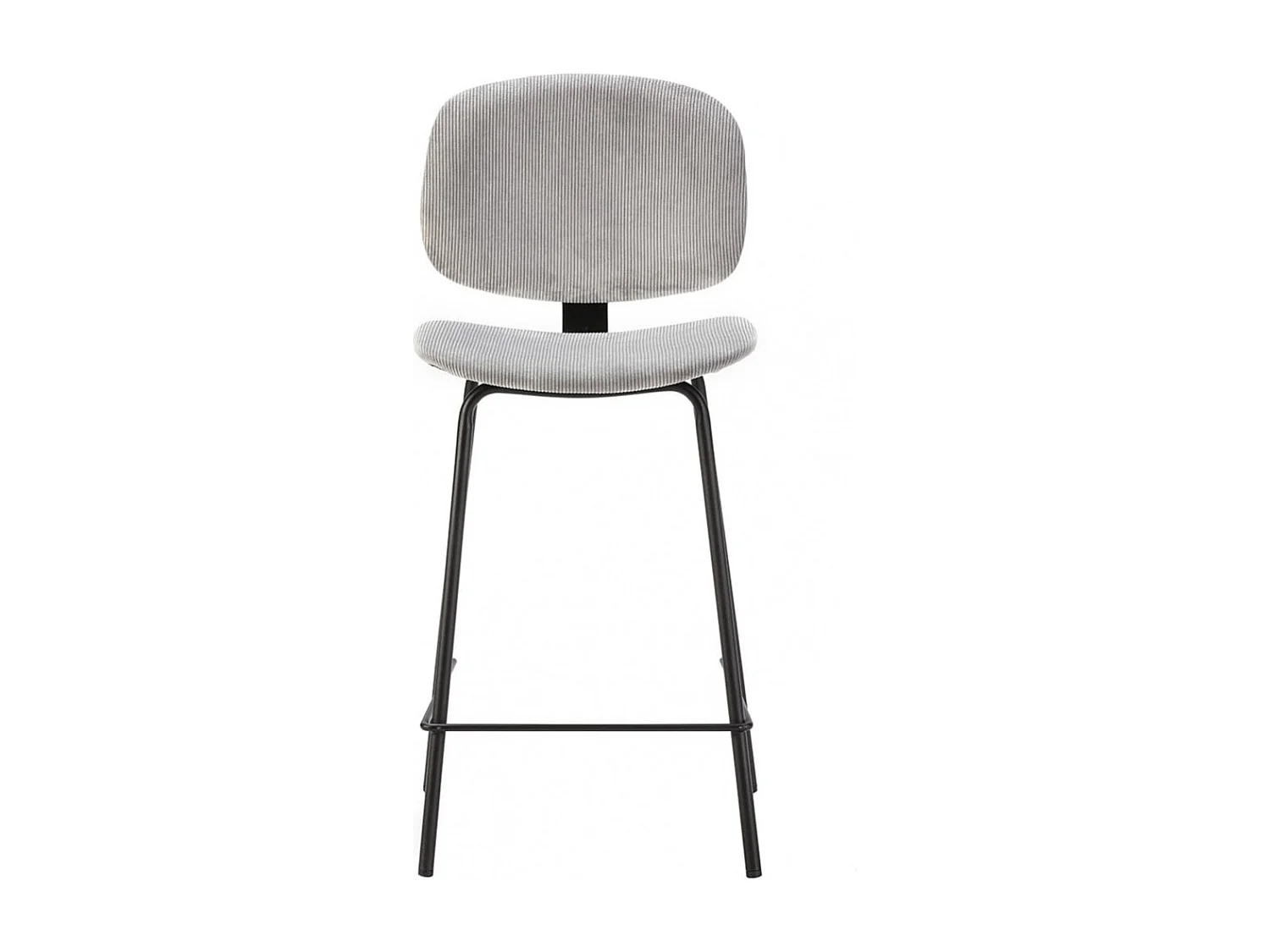 GARY - Lot de 2 Tabourets en Velours Côtelé Gris Clair Piétement Métal Noir