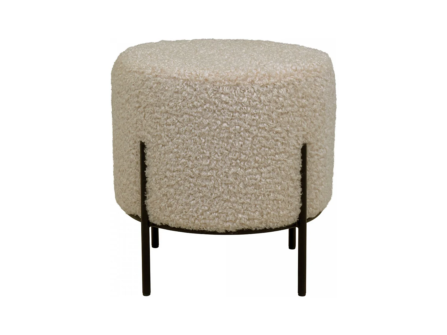 FINTRY - Repose-Pieds Rond Imitation Laine Beige et Pieds Acier