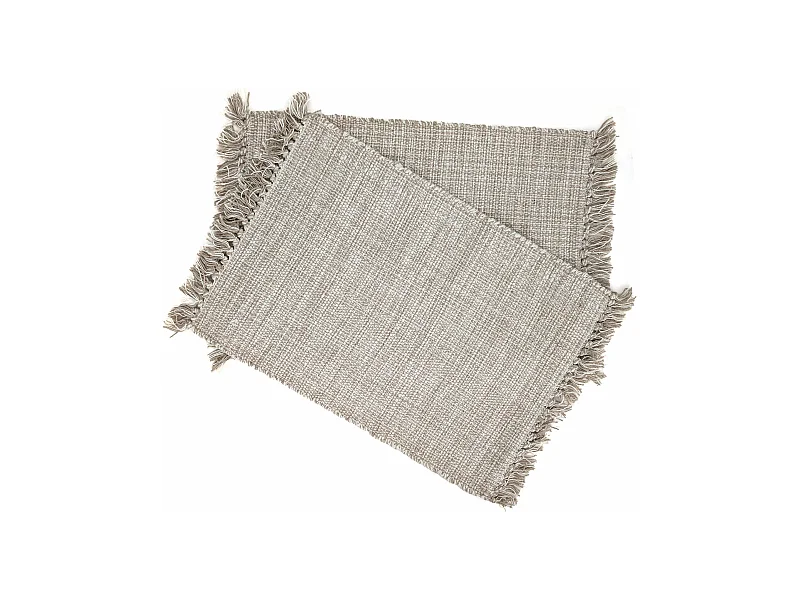 Lot de 2 sets de table à franges 33x46 cm PAPEETE blanc Naturel