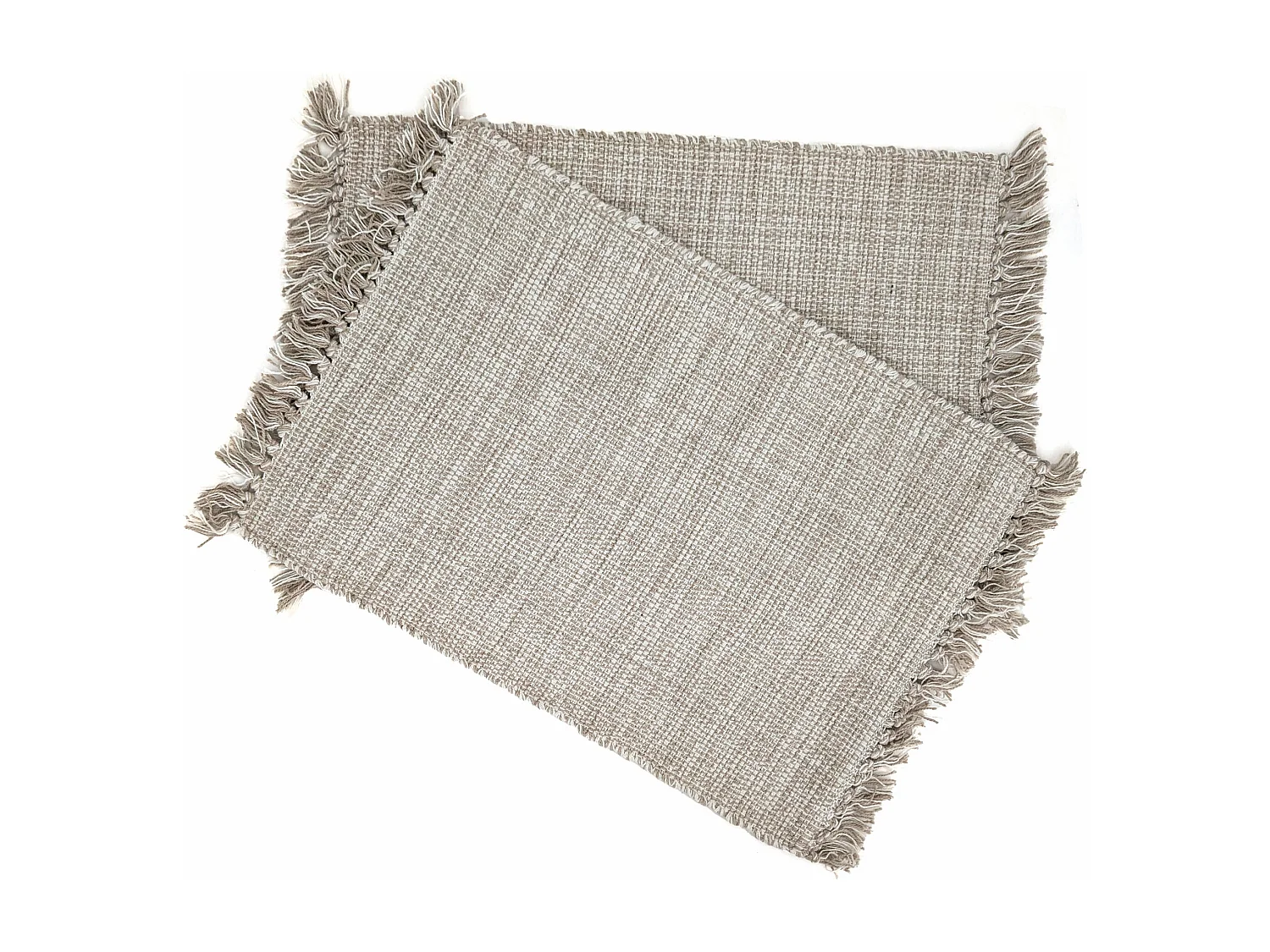 Lot de 2 sets de table à franges 33x46 cm PAPEETE blanc Naturel