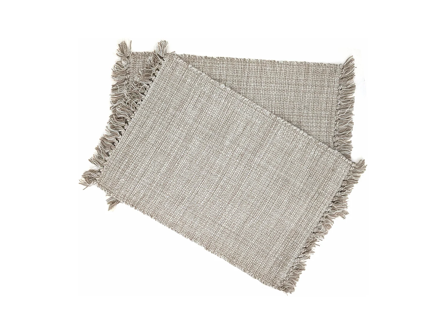 Lot de 2 sets de table à franges 33x46 cm PAPEETE blanc Naturel
