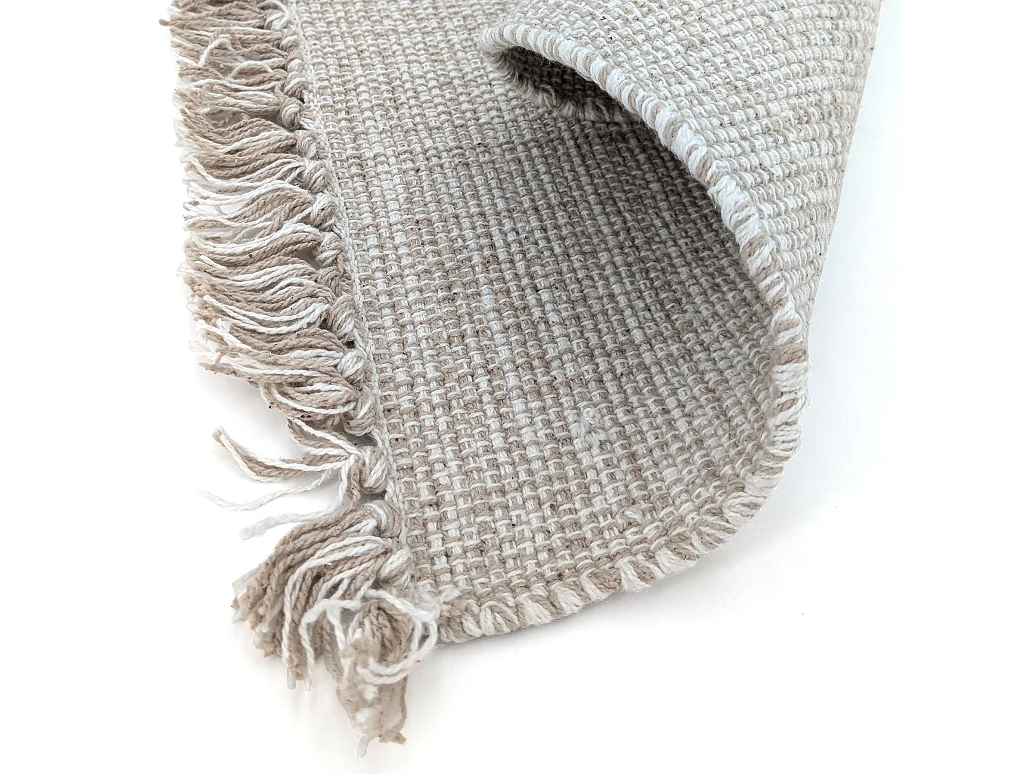 Lot de 2 sets de table à franges 33x46 cm PAPEETE blanc Naturel