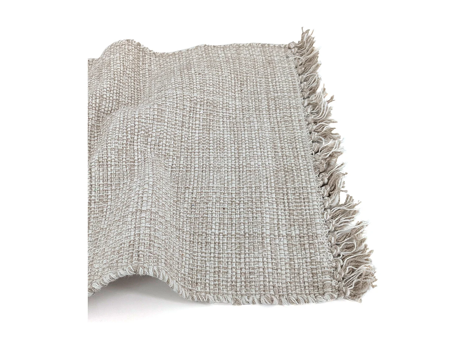 Lot de 2 sets de table à franges 33x46 cm PAPEETE blanc Naturel