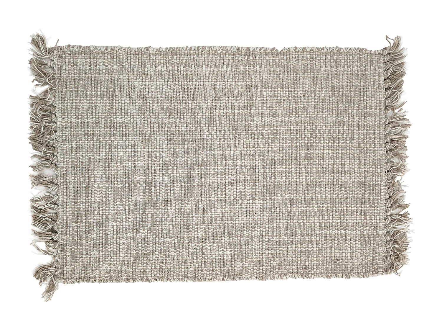 Lot de 2 sets de table à franges 33x46 cm PAPEETE blanc Naturel