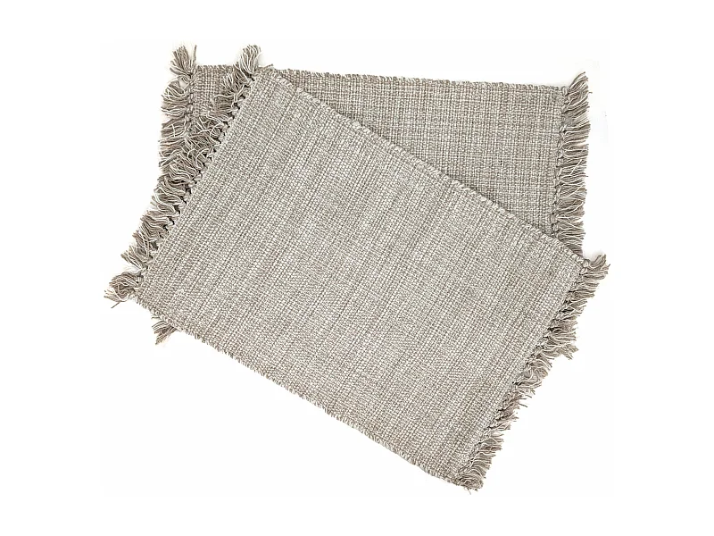 Lot de 2 sets de table à franges 33x46 cm PAPEETE blanc Naturel