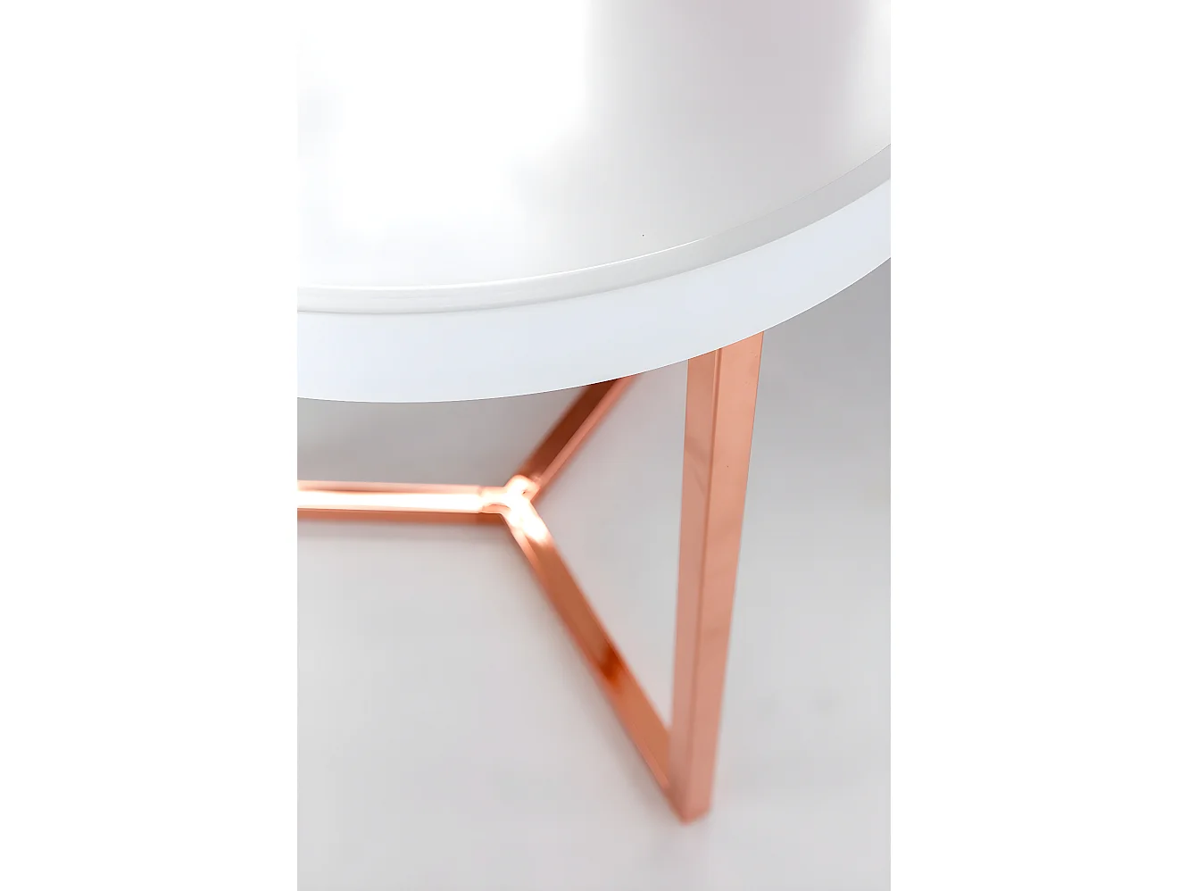 FineBuy Design Beistelltisch mit Tablett abnehmbar 40 cm Rund Kupfer | Couchtisch Holz | Wohnzimmertisch als Tabletttisch Modern