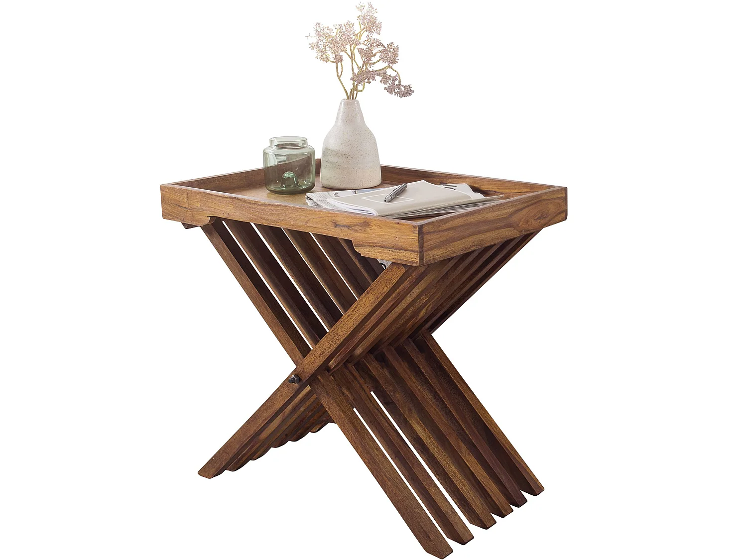 Tavolino Legno Massello 60 x 57 x 40 cm Tavolo Pieghevole | Tavolo Soggiorno Stile Country | Tavolo Divano Prodotto Naturale | Tavolino Da Caffè Vassoio Da Portata