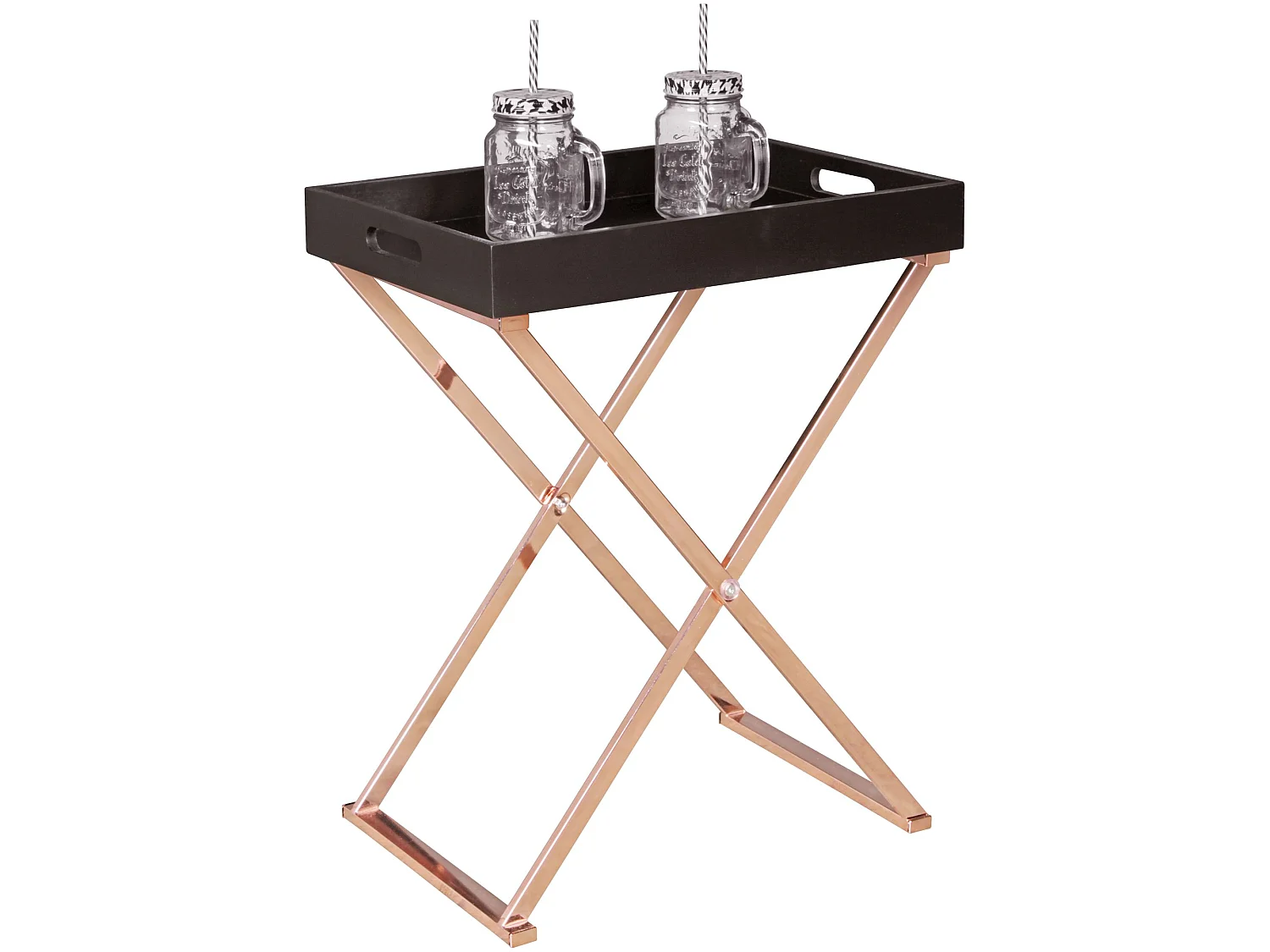 Design Table avec plateau 46 x 61 x 34 cm bois métal Noir / Cuivre | Table du canapé Moderne | Table basse Table de salon rectangulaire