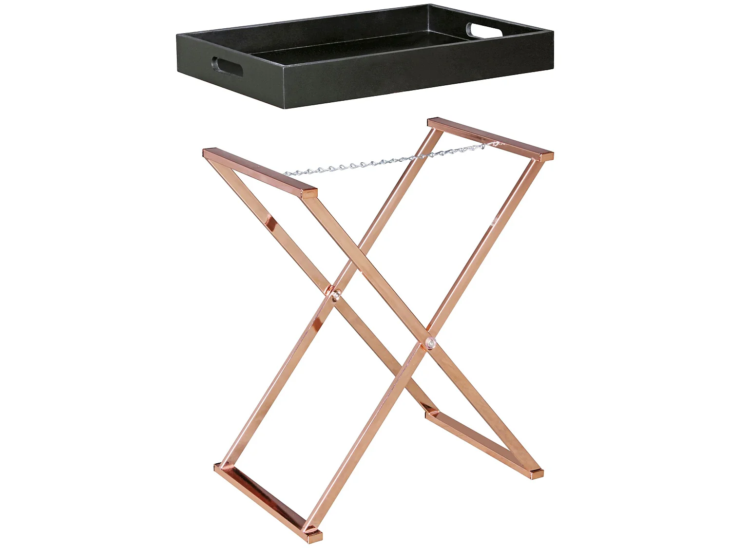 Design Table avec plateau 46 x 61 x 34 cm bois métal Noir / Cuivre | Table du canapé Moderne | Table basse Table de salon rectangulaire