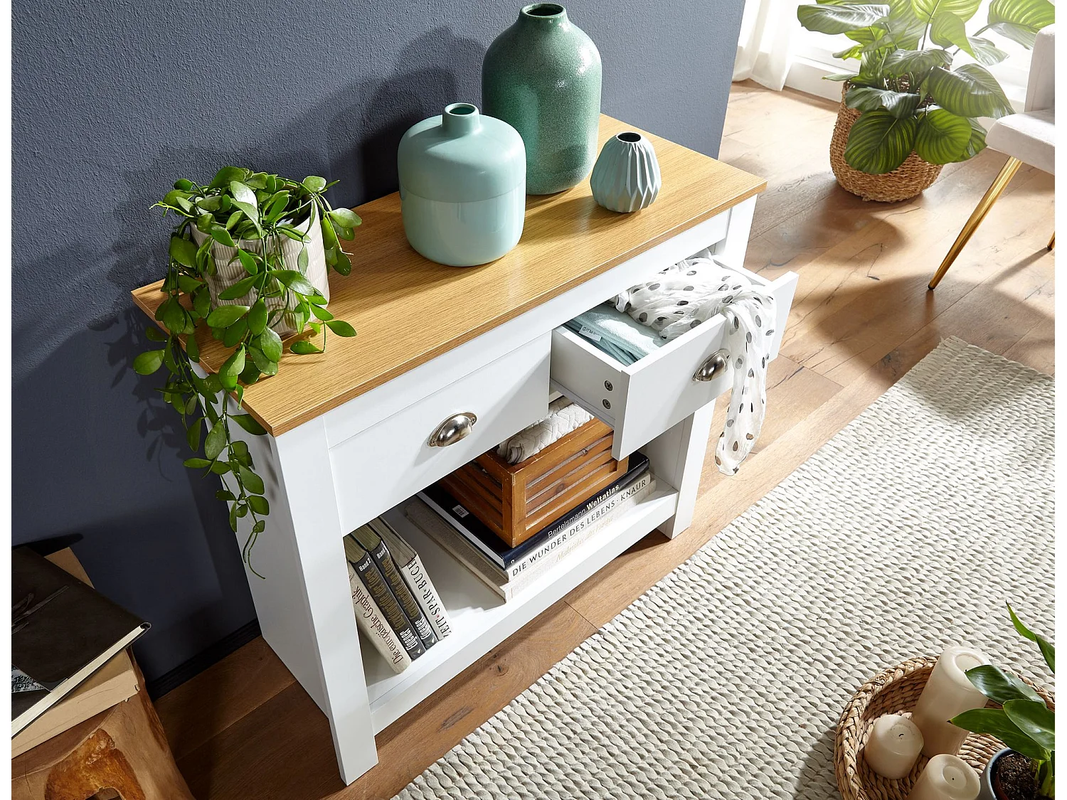 Console  buffet 85x35x76 cm table de rangement table d'entrée table blanche