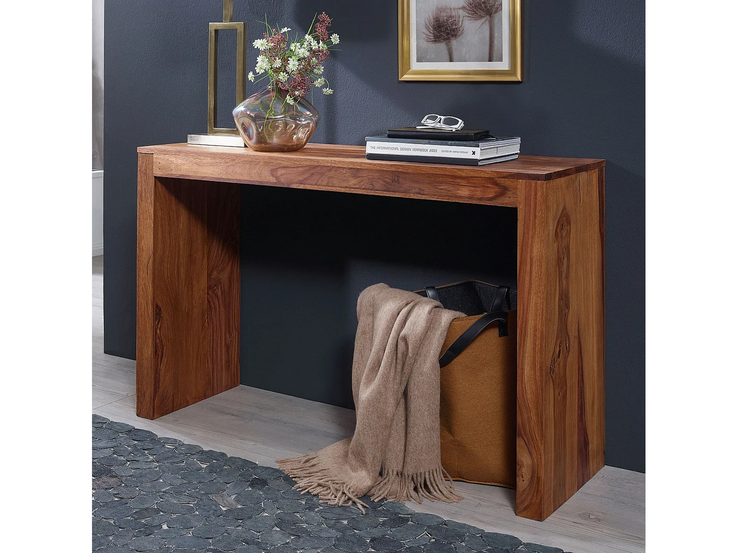 Konsolentisch Massivholz Konsole Schreibtisch 115x40x75 cm Flurtisch