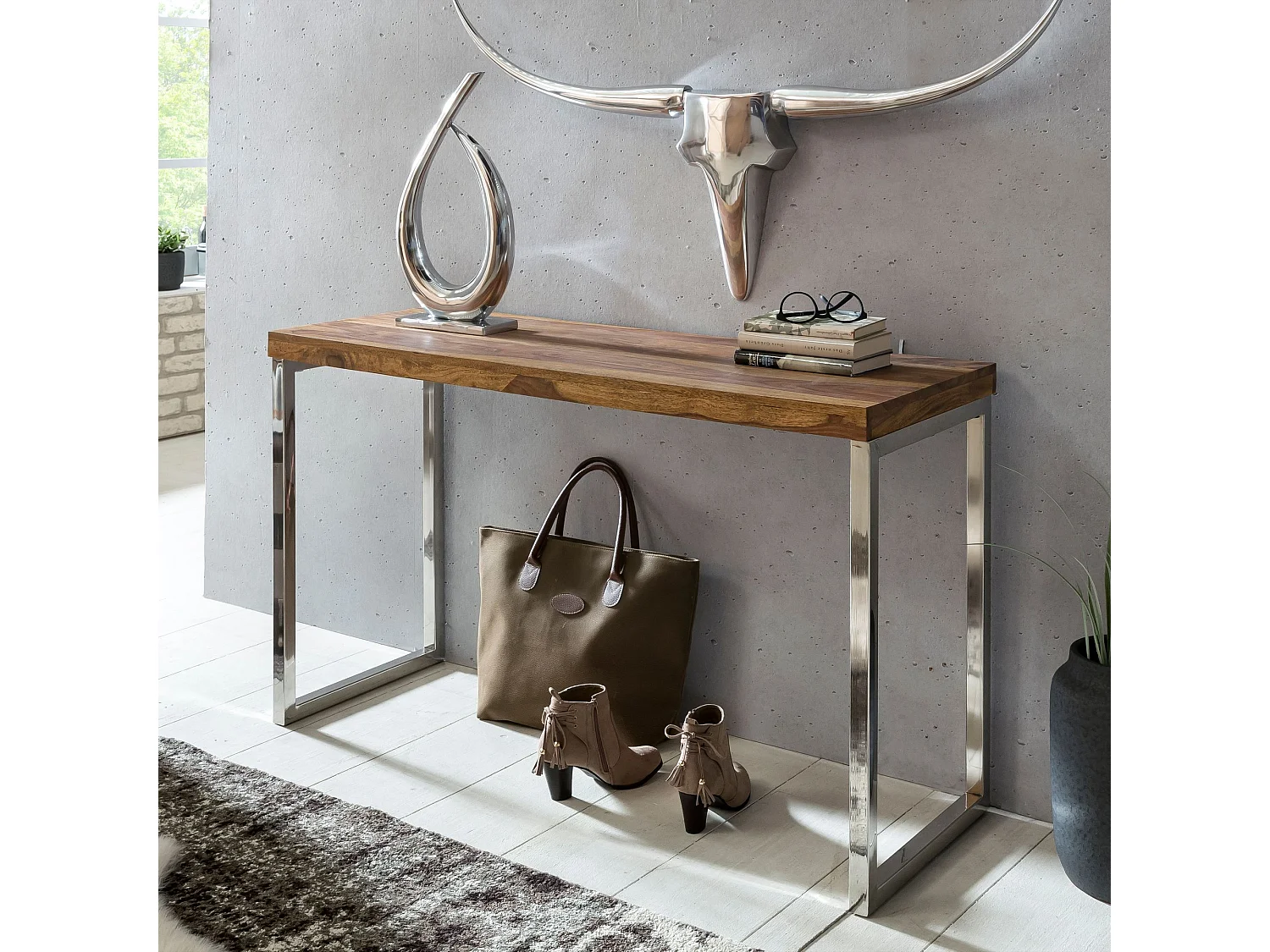 Konsolentisch Holz Massiv 120 x 45 Wandtisch Konsole Computertisch Schreibtisch