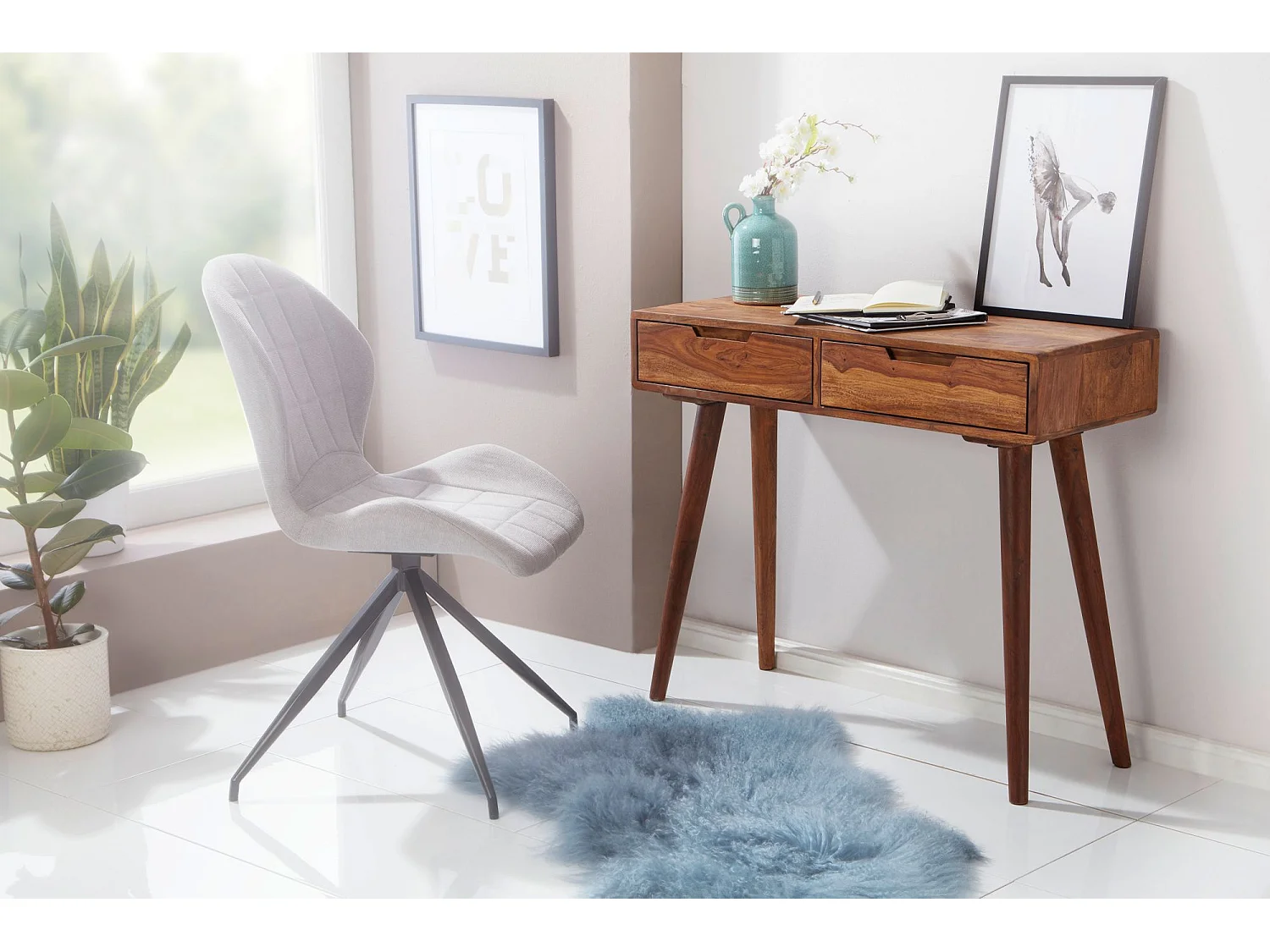 Konsolentisch FB51402 90cm Anrichte Schreibtisch Schminktisch Massivholz