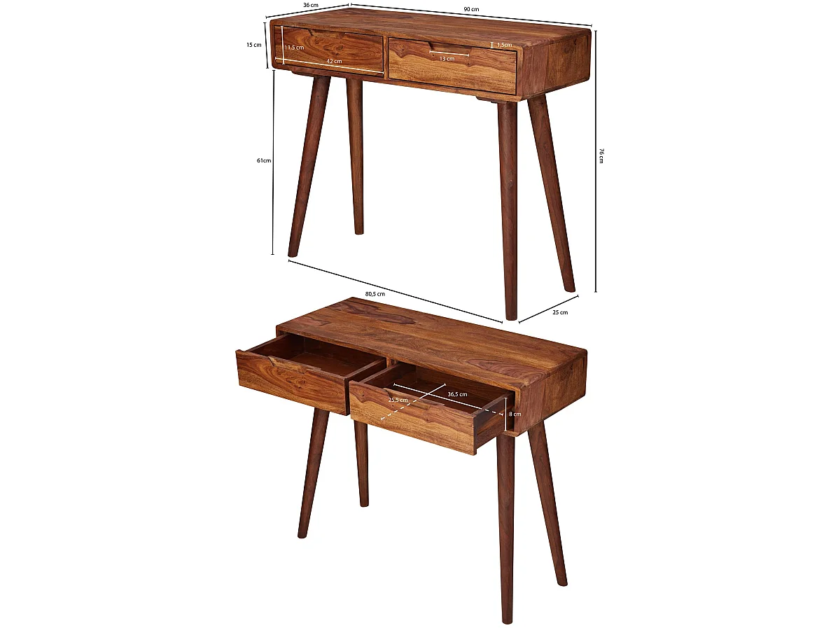 Tavolo Consolle 90 x 76 x 36 cm Sheesham Tavolo Da Toletta Corridoio