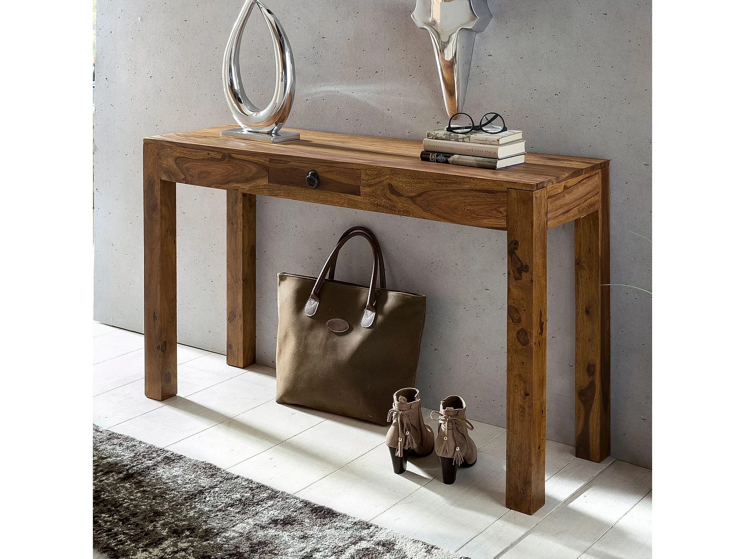 Konsolentisch Holz Massiv Wandtisch Konsole Anrichte 1 Schublade Schreibtisch