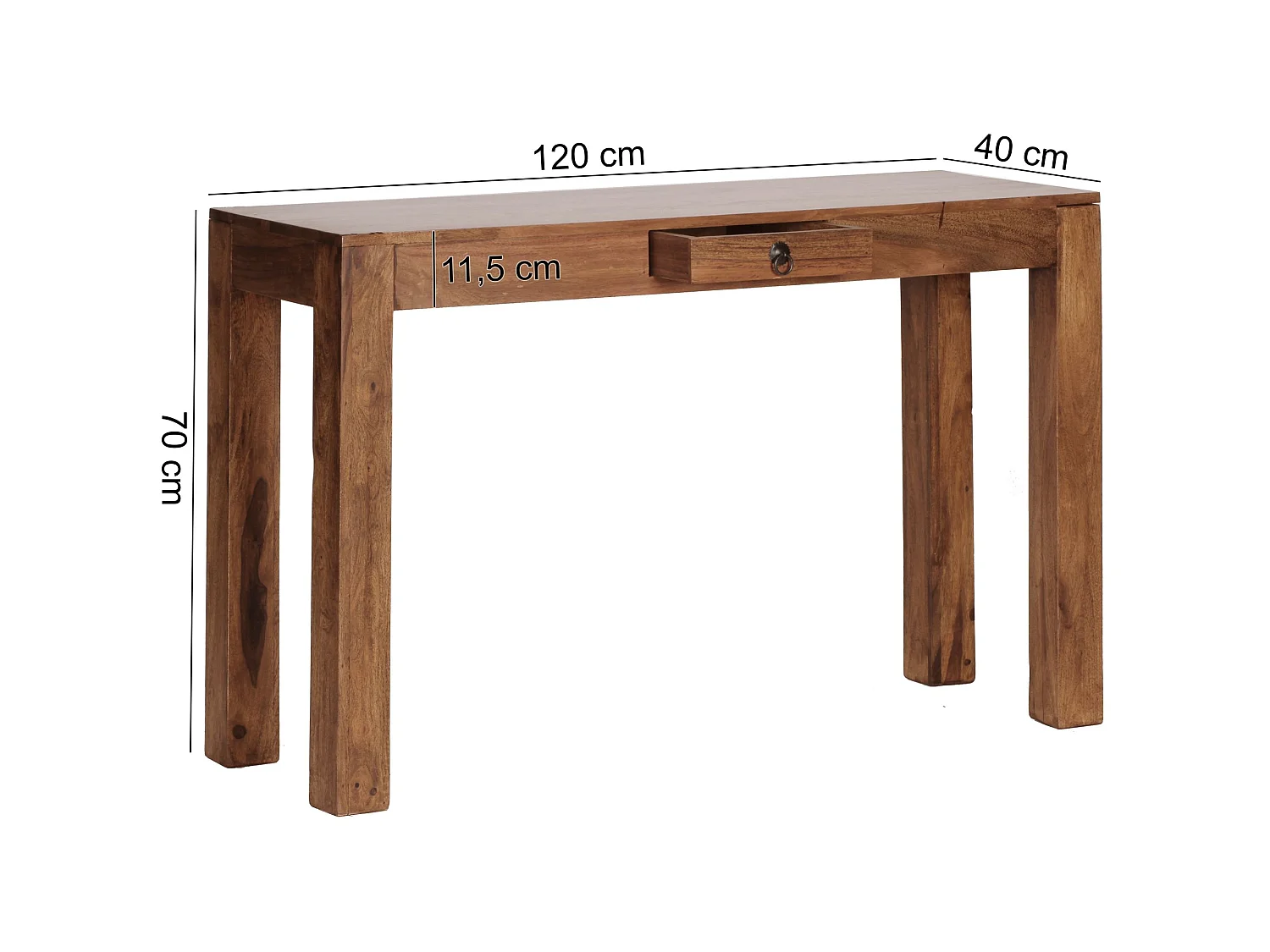 Table console Bois Massif 120x70x40cm Table de couloir Table de bureau