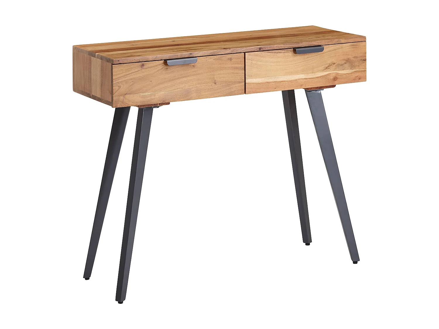 Consolle 90 cm scrivania acacia in legno massello / toletta in metallo