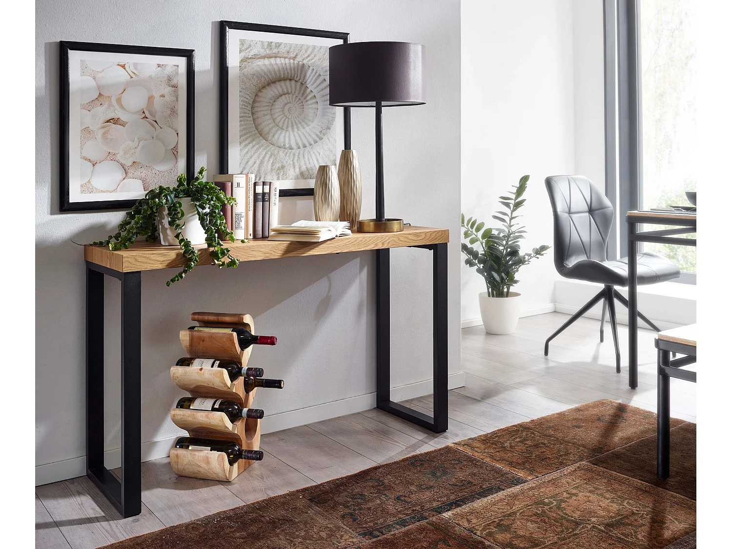 Tavolo Consolle Rovere e Nero 120x39x75,5 cm Tavolino del Corridoio