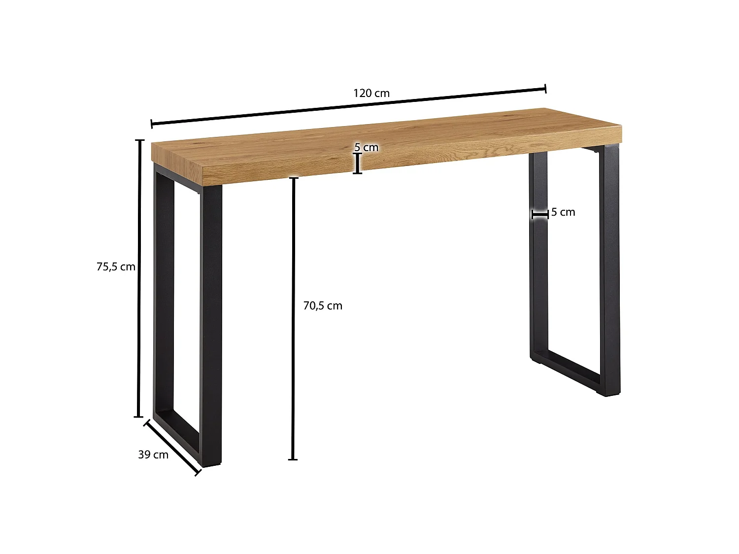 Table Console Décor Chêne 120 cm Table d'ordinateur Table du Couloir