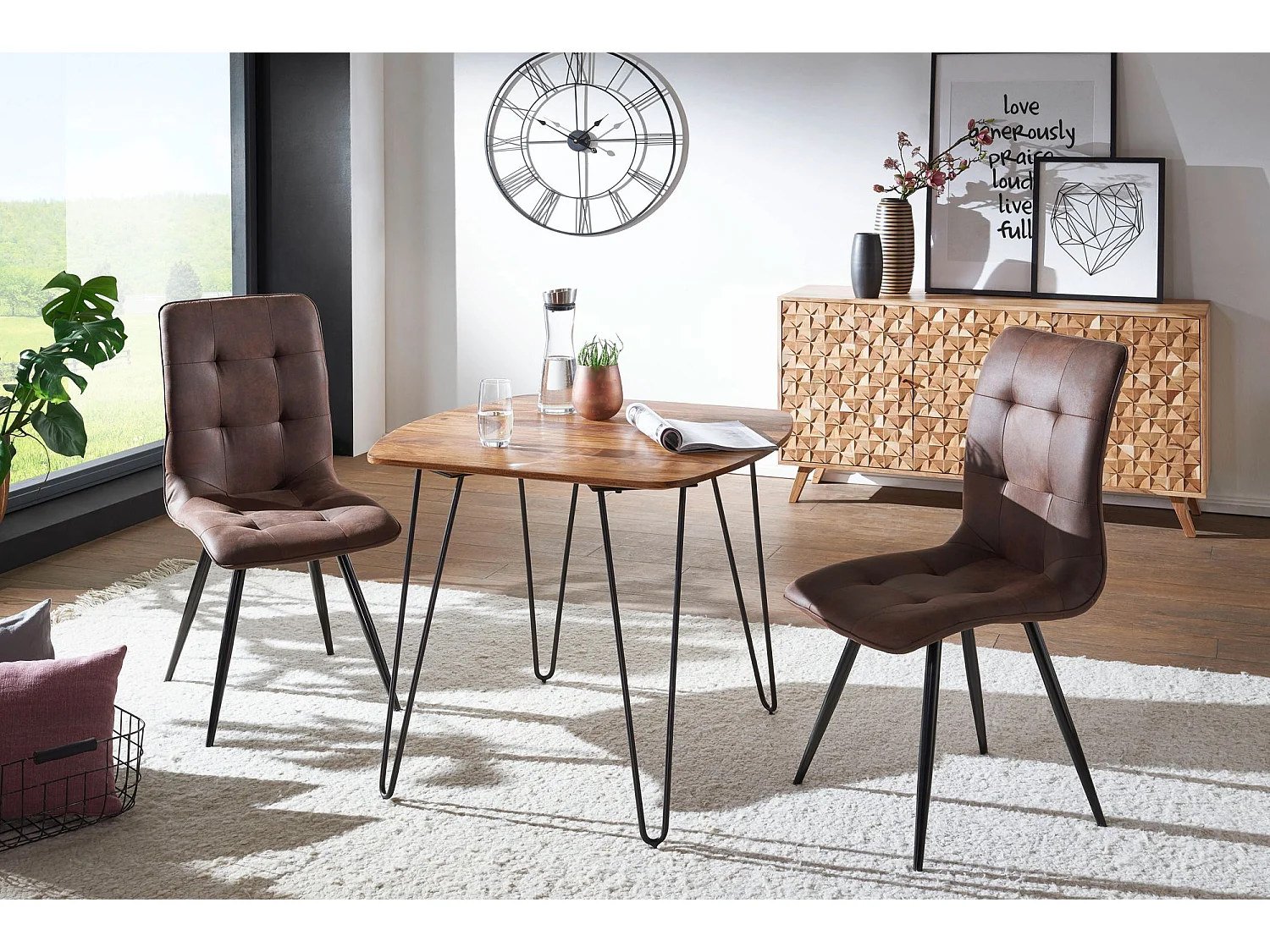 Esszimmertisch Esstisch mit Metallbeinen Tisch Massivholz Holztisch