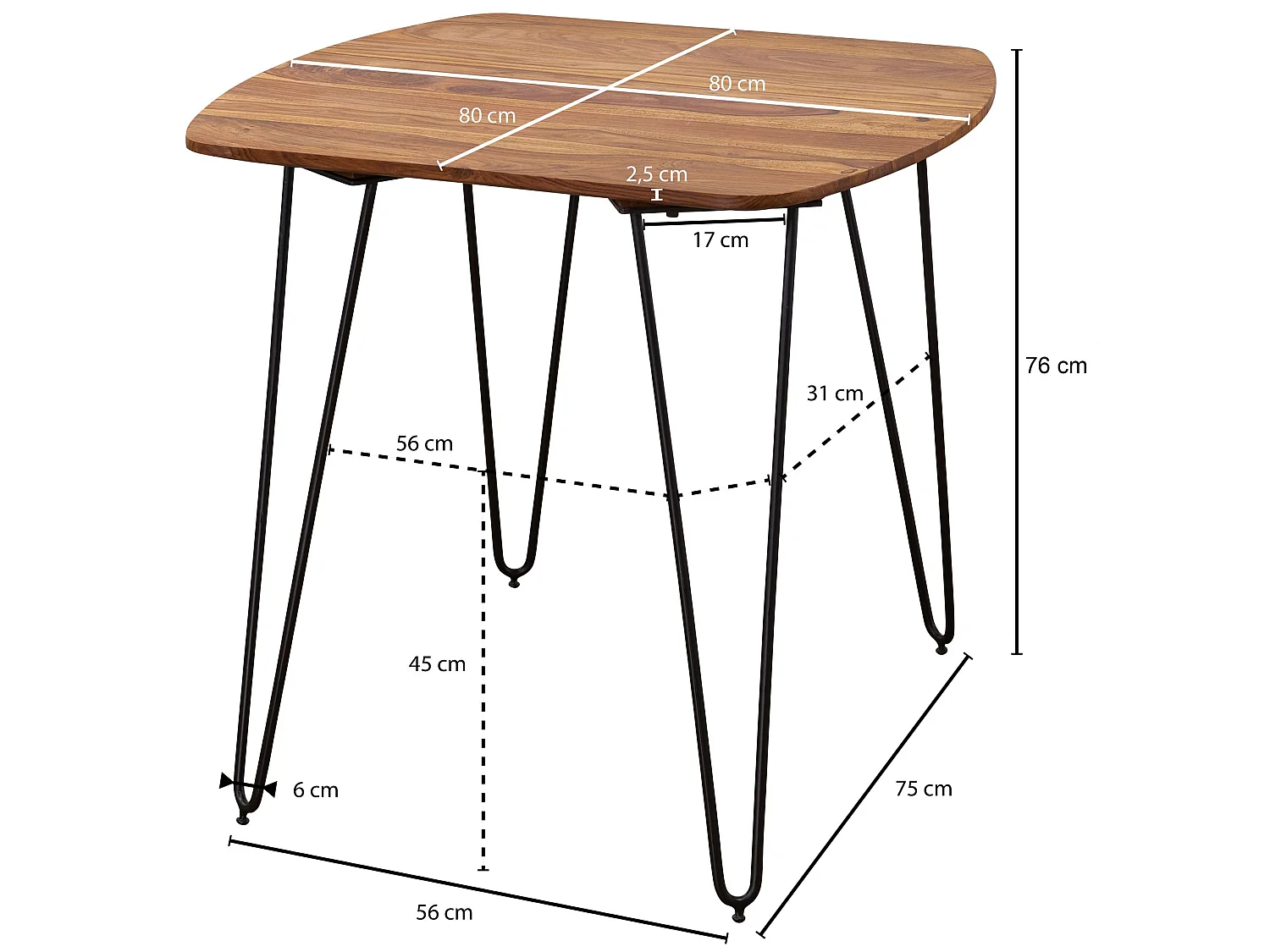 Esszimmertisch Esstisch mit Metallbeinen Tisch Massivholz Holztisch