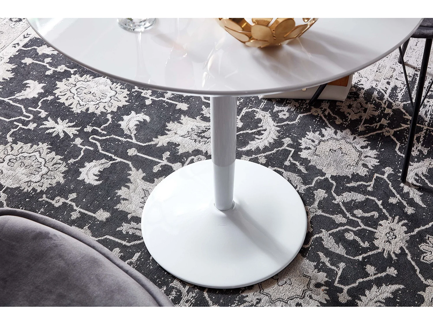 Tavolo da pranzo  tavolo da pranzo rotondo 75x75x74cm tavolo da cucina bianco lucido