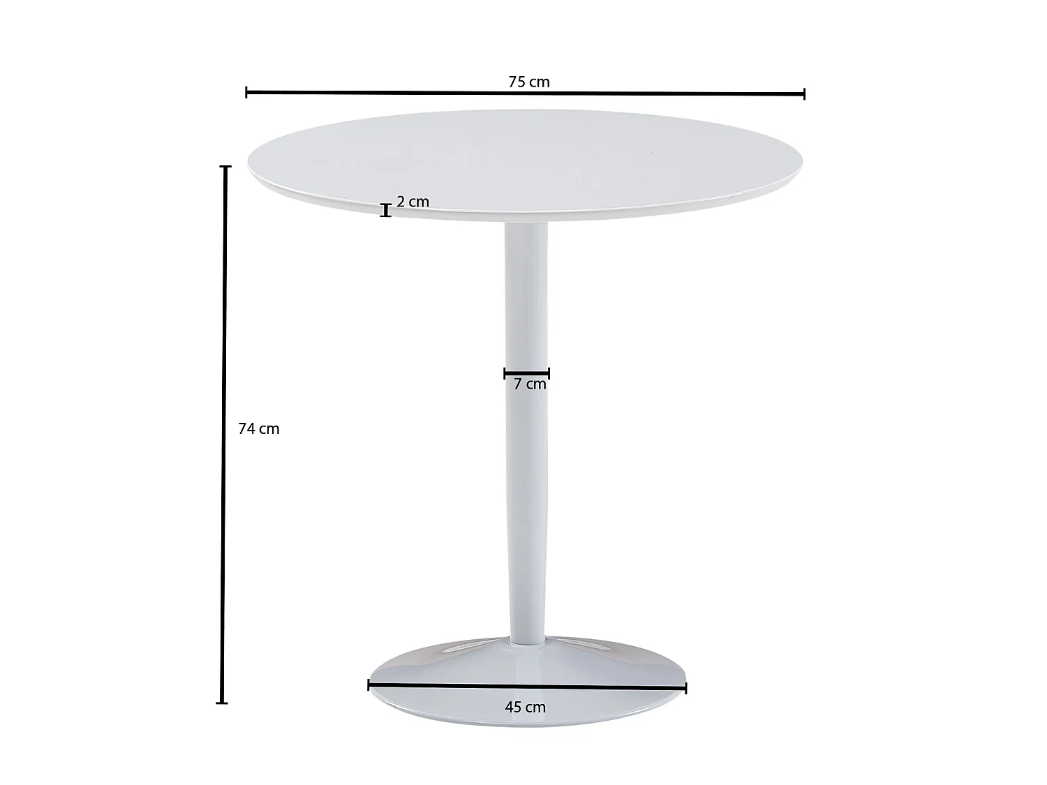 Esstisch  Esszimmertisch Rund 75x75x74cm Weiß Hochglanz Küchentisch Tisch