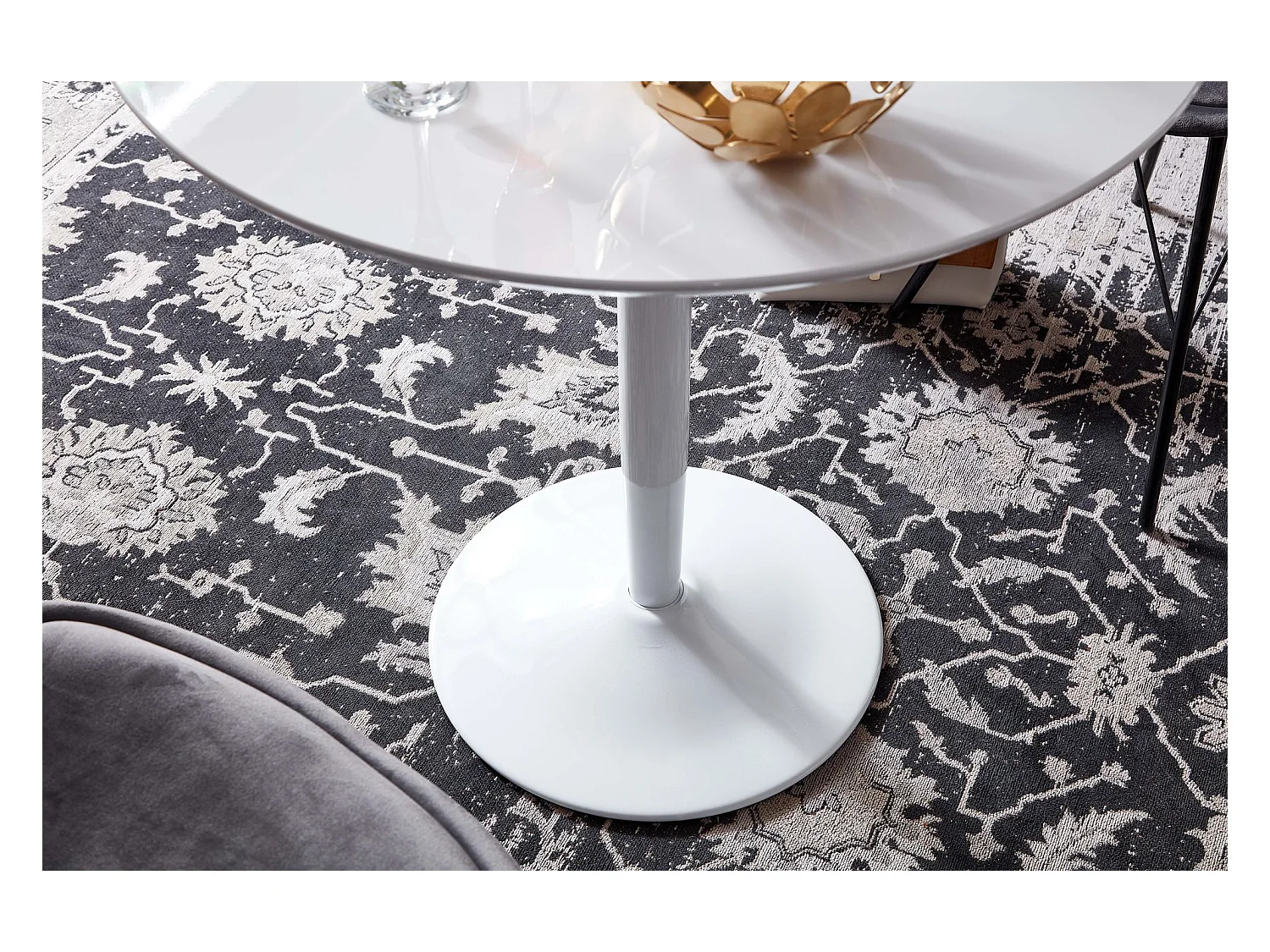 Esstisch  Esszimmertisch Rund 75x75x74cm Weiß Hochglanz Küchentisch Tisch