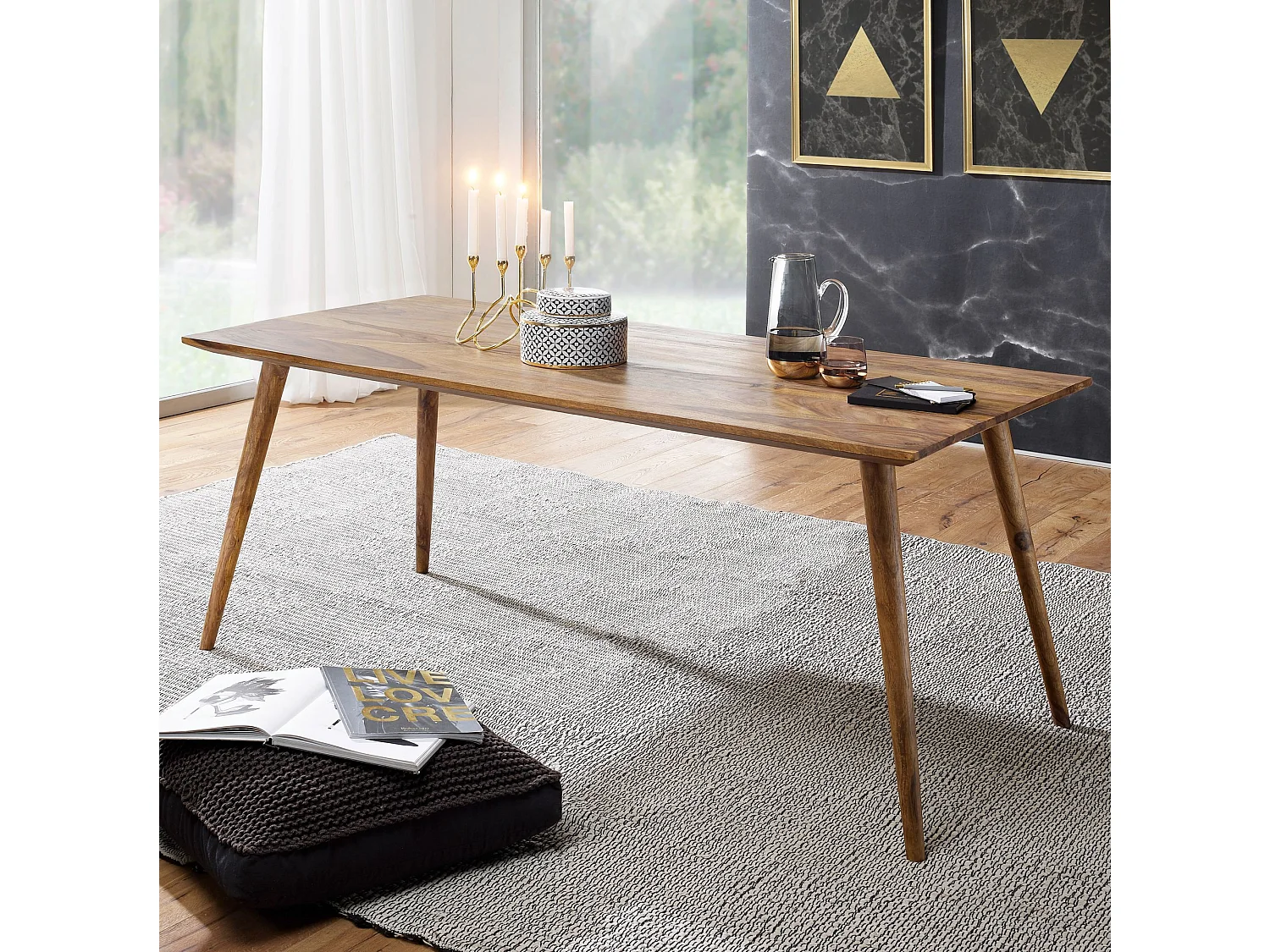 Tavolo Da Pranzo Legno Massello Sheesham Tavolo Da Cucina Stile Retrò