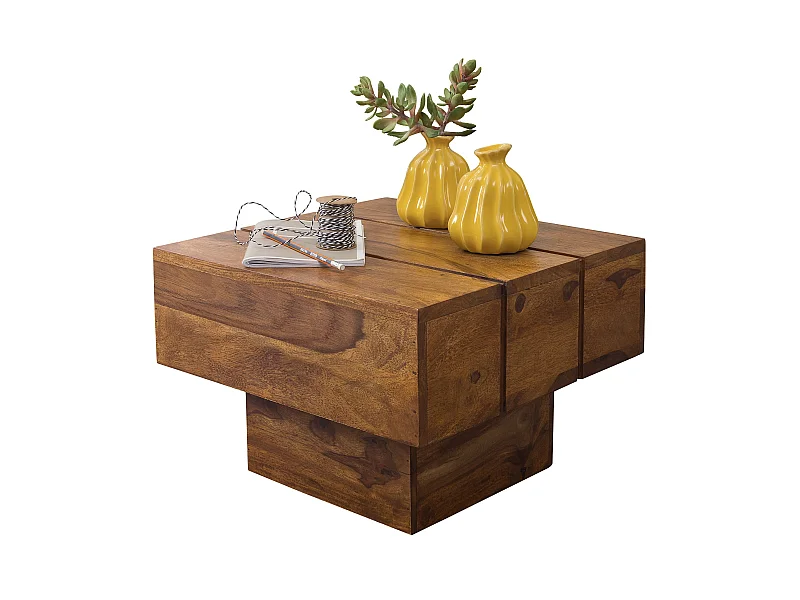 Beistelltisch Massivholz Wohnzimmertisch Ø 44cm Couchtisch Landhaus-Stil