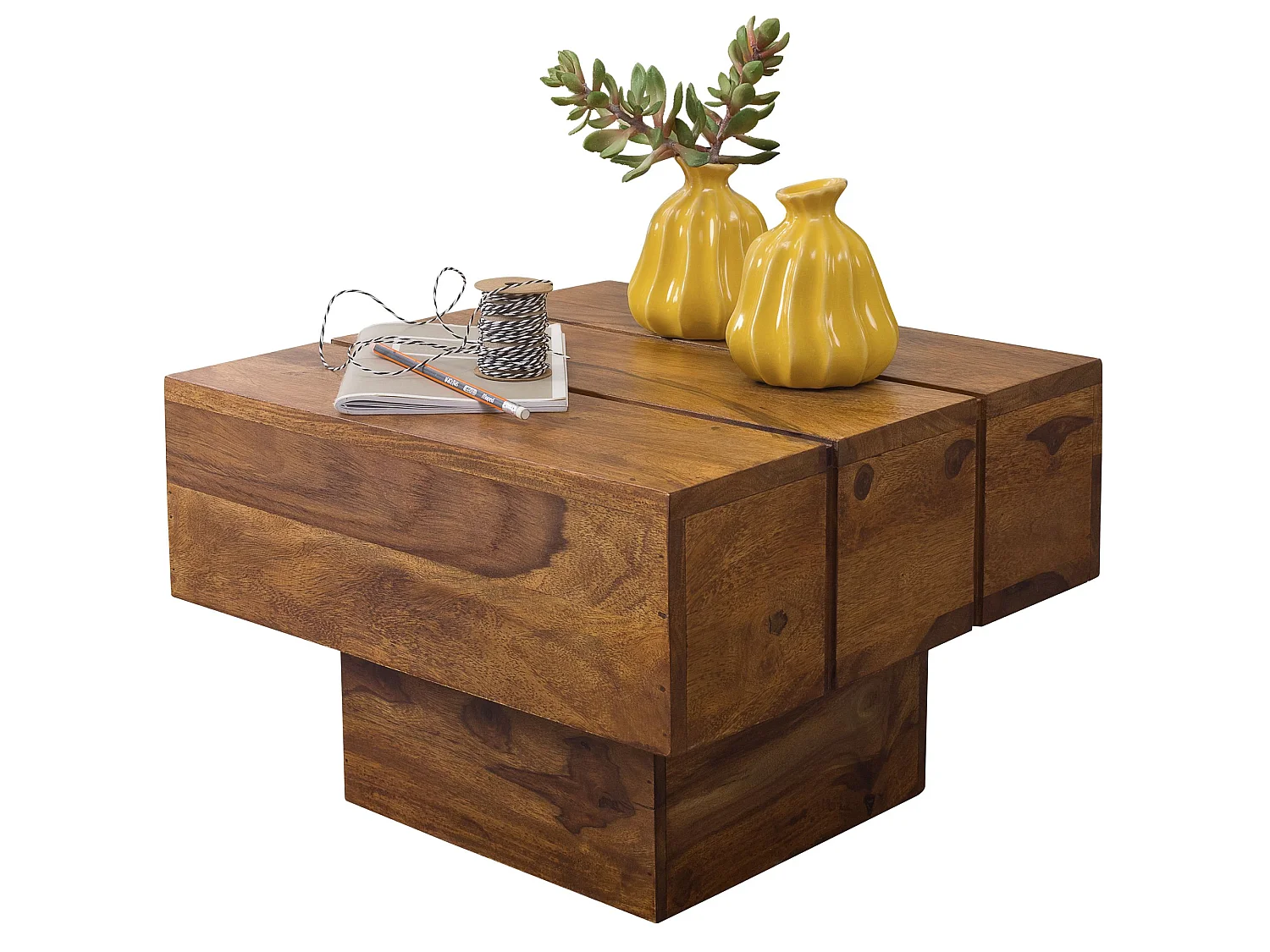 Table d'appoint Bois Massif 44x30x44cm Bout de canapé Table de Salon