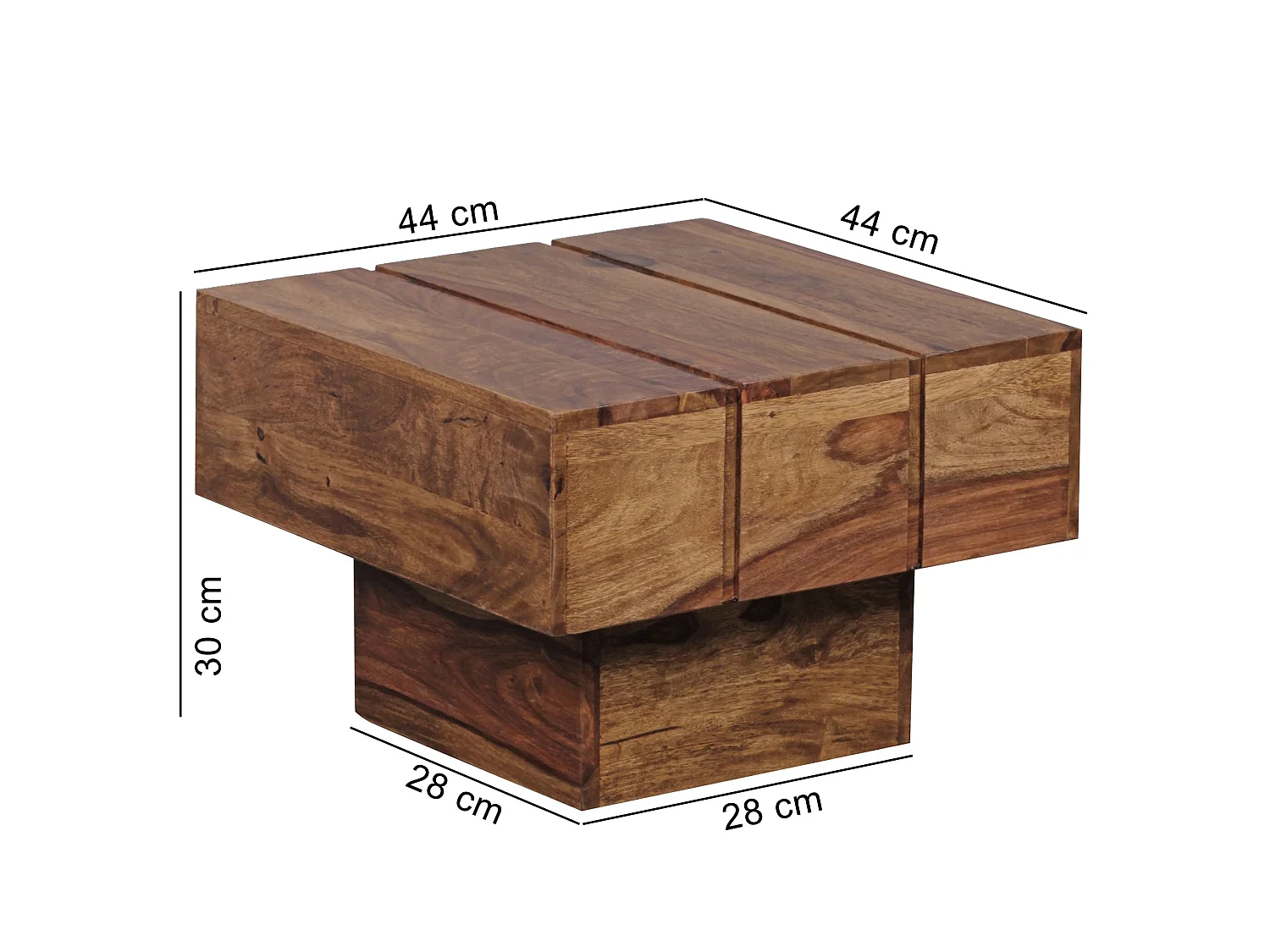 Table d'appoint Bois Massif 44x30x44cm Bout de canapé Table de Salon