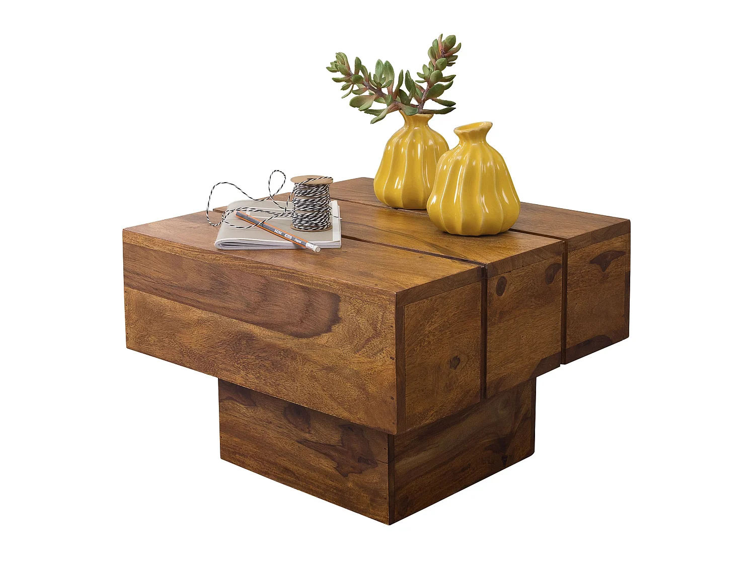 Beistelltisch Massivholz Wohnzimmertisch Ø 44cm Couchtisch Landhaus-Stil