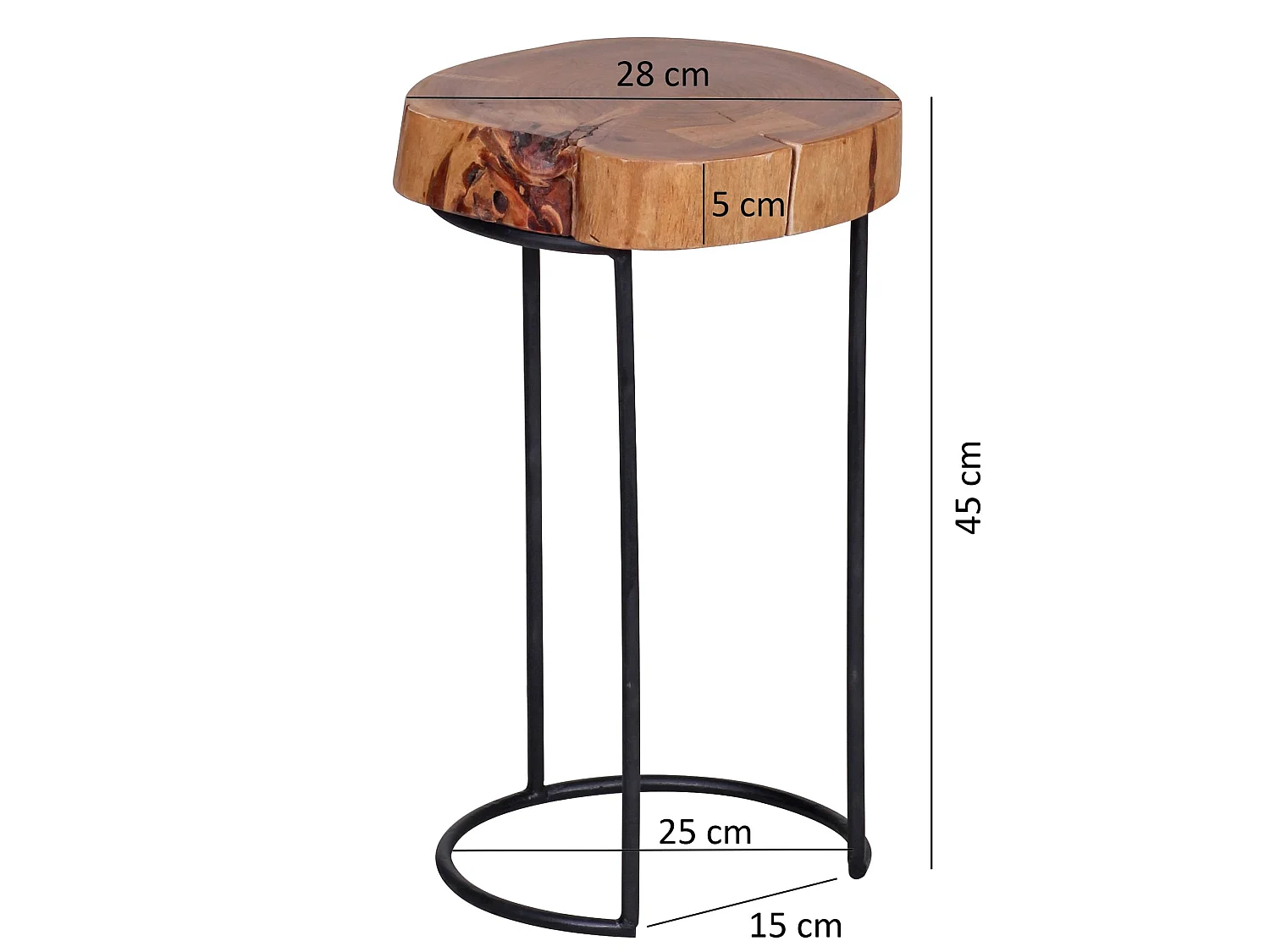 Beistelltisch Massivholz Wohnzimmertisch Metallbeine Landhaus Baumstamm