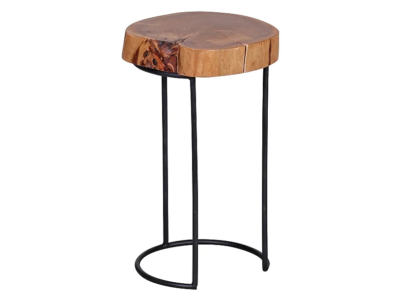 Beistelltisch Massivholz Wohnzimmertisch Metallbeine Landhaus Baumstamm