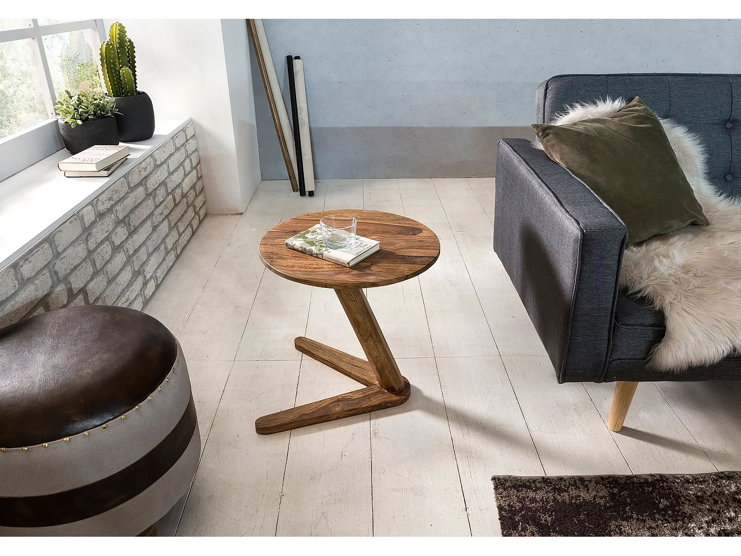 table d'appoint table d'appoint en bois massif table de salon ronde style campagnard